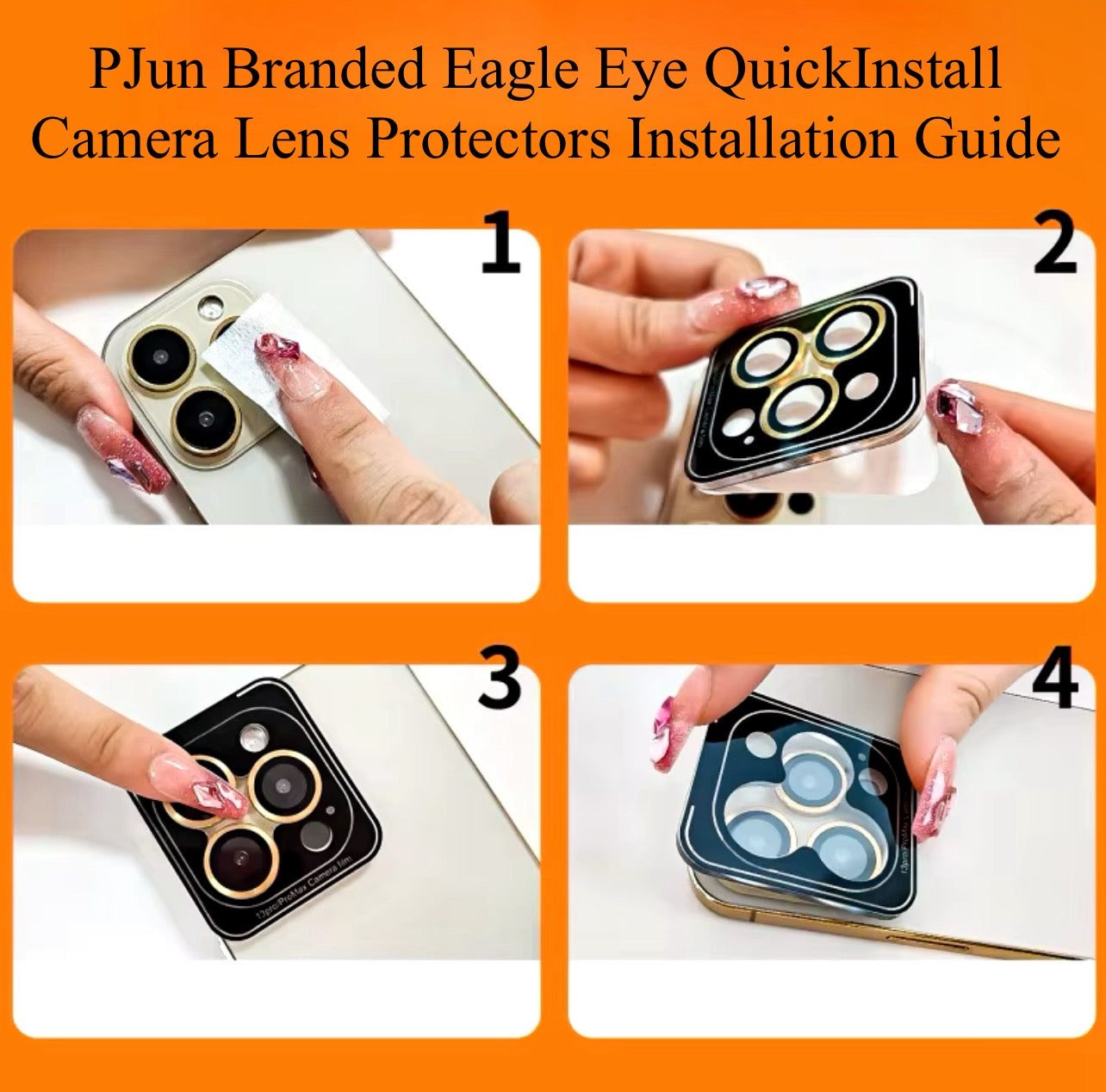 PJun Branded Premium Eagle-Eye QuickInstall 9H Camera Lens Protector- 1set for Apple iPhone 16 Series PJun Branded Premium Eagle-Eye QuickInstall 9H Camera Lens Protector- 1set for Apple iPhone 16 Series